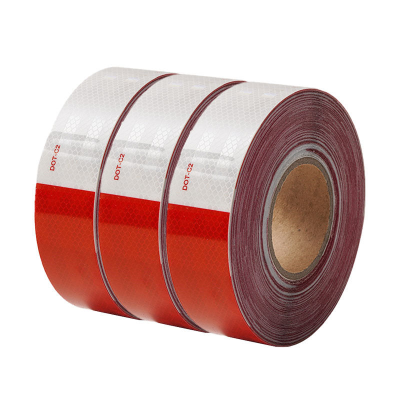 LU Certificado DOT-C2 de Segurança do TrânsitoMaterial PET de faixa refletora Aviso em quadros vermelho-branco para veículo/camião/reboque