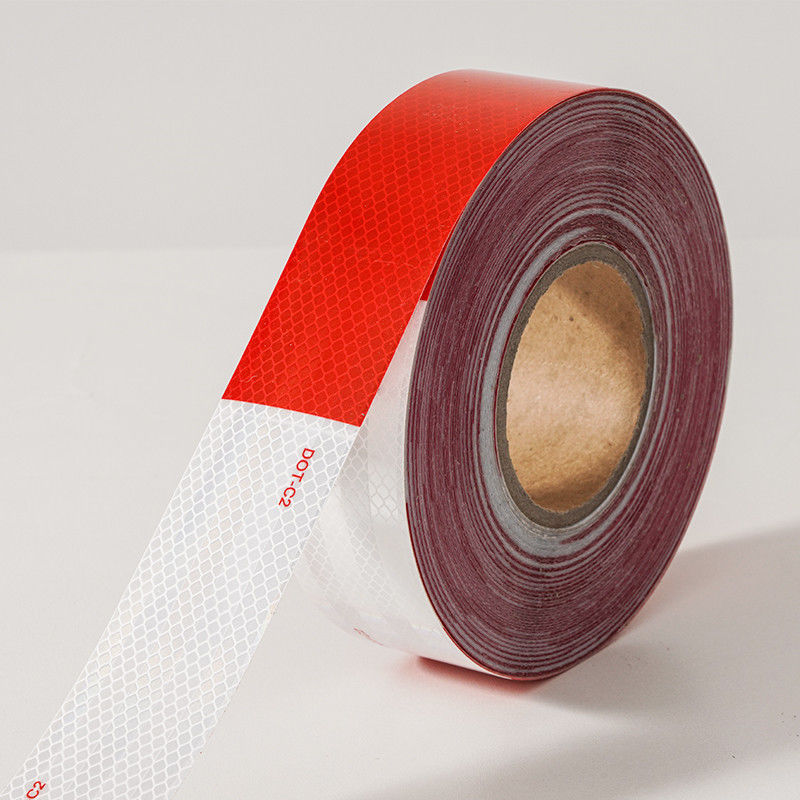 50mm 2 polegadas de branco vermelho adesivo DOT C2 adesivos de fita de segurança refletora no caminhão para veículos