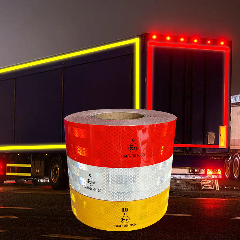 Faixa de segurança refletora à prova d'água 2 polegadas de largura 150 pés de comprimento - Vermelho, branco e amarelo para caminhões