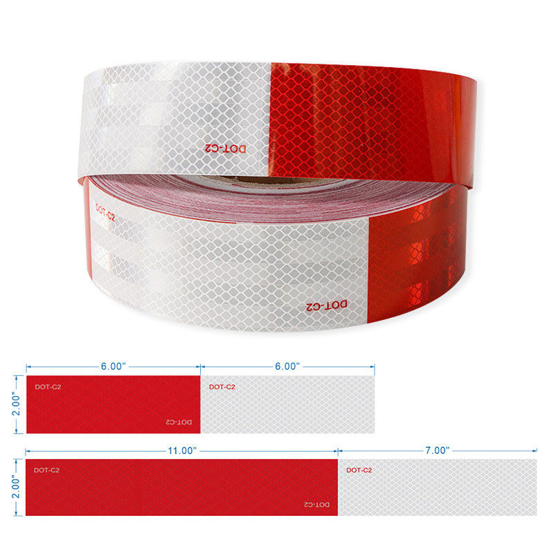 50mm 2 polegadas de branco vermelho adesivo DOT C2 adesivos de fita de segurança refletora no caminhão para veículos