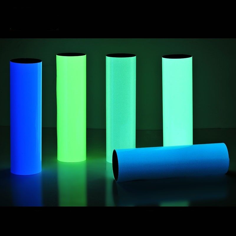 Noite PVC Imprimível Auto-aderente Brilho luminoso no escuro Vinil fotoluminescente para aviso de segurança