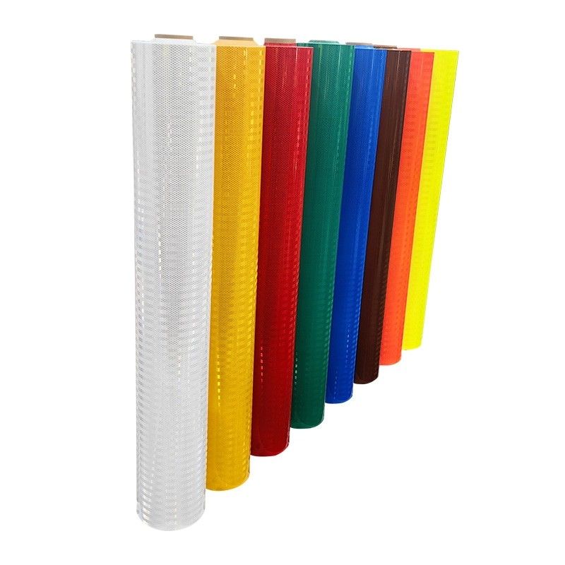 Película refletiva prismática autoadesiva acrílica imprimível de alta intensidade, grau prismático, amarelo fluorescente imprimível UV, seta, 10 anos