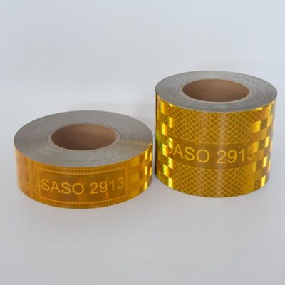 Bom preço LU SASO 2913 Arábia Saudita Adesivo Retro Refletor Tela de Conspicuidade 5cm 7.5 cm 10 cm Tela refletora acrílica metalizada amarela para segurança no trânsito on-line