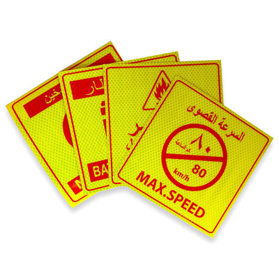 Bom preço Impressão personalizada de PVC sem fumo Perigo Extintor de incêndio Limite de velocidade Sinalização de autocolante refletor árabe on-line
